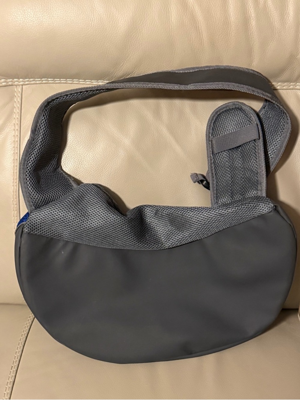 Gray & Blue Pet Sling Carrier - Comfortable Hands-Free Dog Travel Sling - Picture 8 of 13